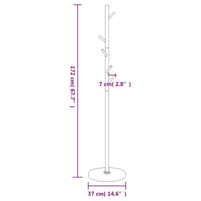 vidaXL Garderobenständer Schwarz 172 cm Pulverbeschichtetes Eisen