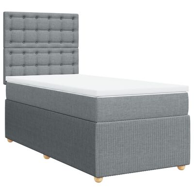 vidaXL Boxspringbett mit Matratze Hellgrau 90x200 cm Stoff