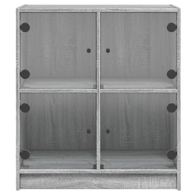 vidaXL Beistellschrank mit Glastüren Grau Sonoma 68x37x75,5 cm