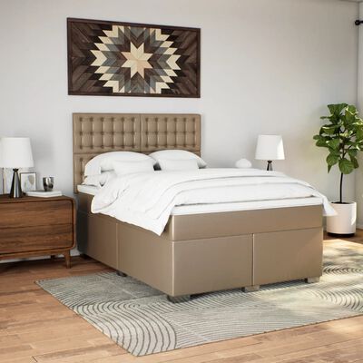 vidaXL Boxspringbett Matratze Cappuccino-Braun 140x200cm Kunstleder