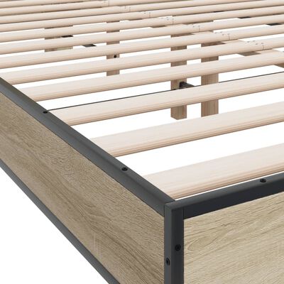 vidaXL Bettgestell Sonoma-Eiche 140x190 cm Holzwerkstoff und Metall