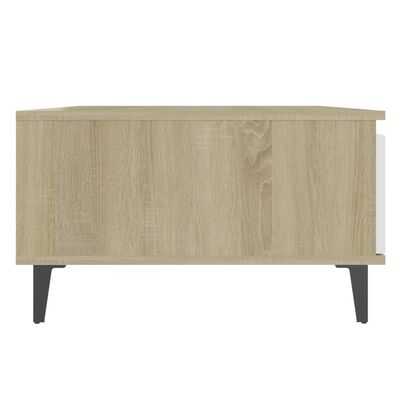 vidaXL Couchtisch Weiß und Sonoma-Eiche 90x60x35 cm Holzwerkstoff