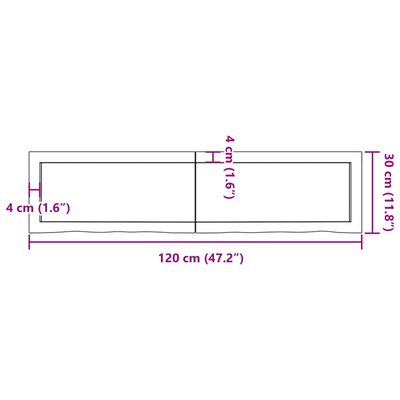 vidaXL Waschtischplatte Hellbraun 120x30x(2-6) cm Massivholz Behandelt