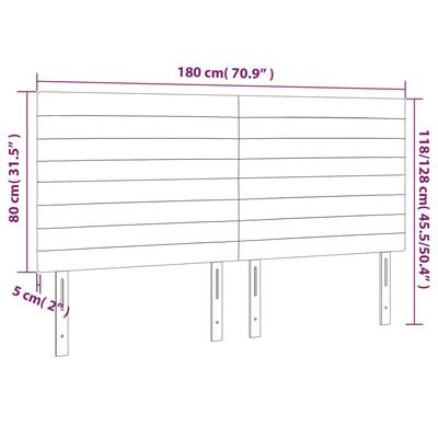 vidaXL LED Kopfteil Dunkelblau 180x5x118/128 cm Samt