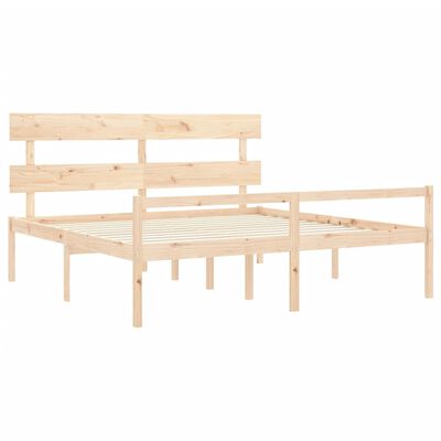 vidaXL Seniorenbett mit Kopfteil Super Kingsize Massivholz