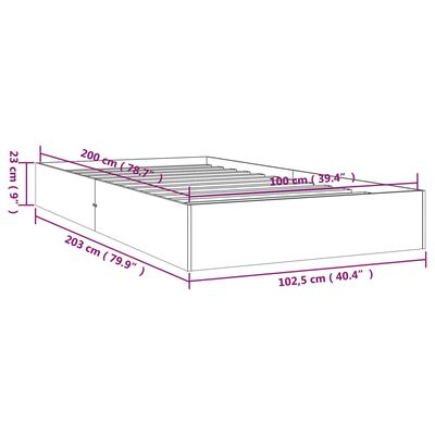 vidaXL Massivholzbett Weiß 100x200 cm