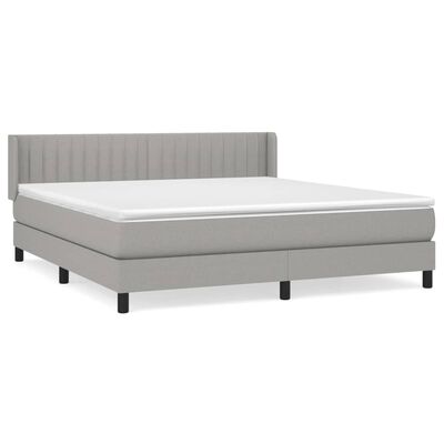 vidaXL Boxspringbett mit Matratze Hellgrau 160x200 cm Stoff