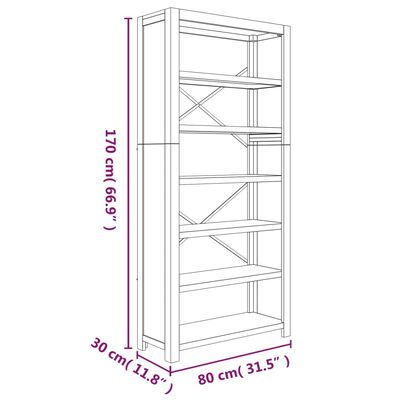 vidaXL Bücherregal 6 Böden 80x30x170 cm Massivholz Akazie