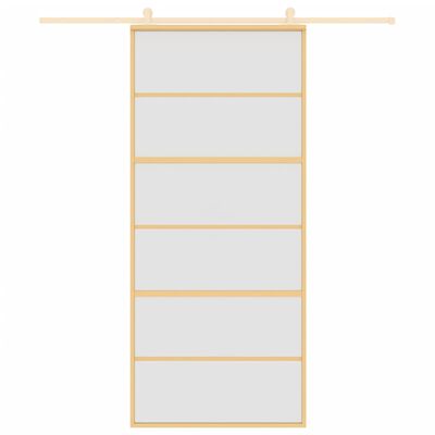 vidaXL Schiebetür Golden 90x205 cm Matt ESG-Glas und Aluminium