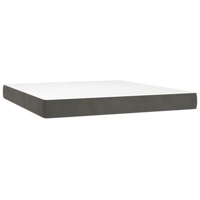 vidaXL Boxspringbett mit Matratze Dunkelgrau 200x200 cm Samt