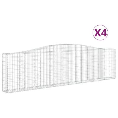 vidaXL Gabionen mit Hochbogen 4 Stk. 400x30x100/120cm Verzinktes Eisen