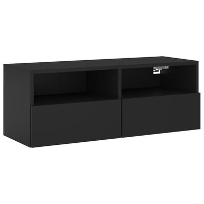 vidaXL TV-Wandschrank Schwarz 80x30x30 cm Holzwerkstoff