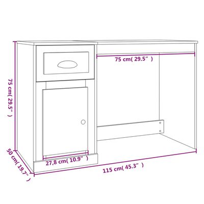 vidaXL Schreibtisch mit Schublade Sonoma-Eiche 115x50x75 cm