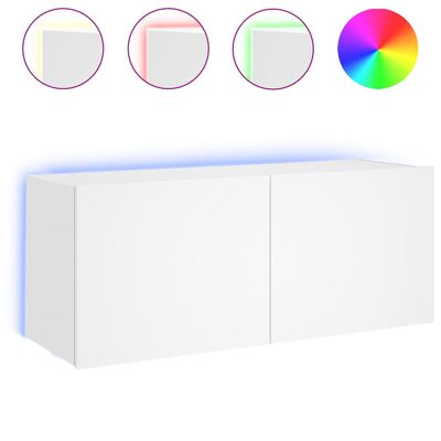 vidaXL TV-Wandschrank mit LED-Leuchten Weiß 100x35x41 cm