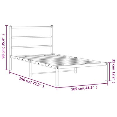 vidaXL Bettgestell mit Kopfteil Metall Schwarz 100x190 cm