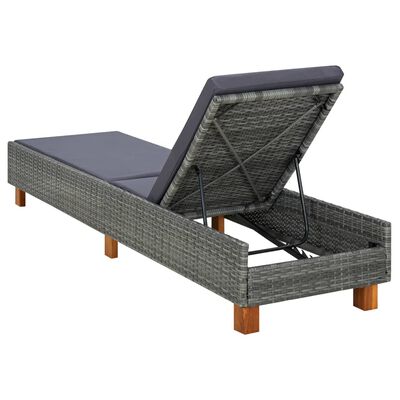 vidaXL Sonnenliege mit Auflage Poly Rattan Grau