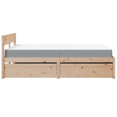 vidaXL Bett mit Schubladen und Matratze 120x200 cm Massivholz Kiefer