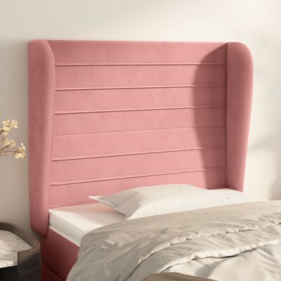 vidaXL Kopfteil mit Ohren Rosa 103x23x118/128 cm Samt