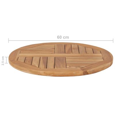 vidaXL Tischplatte Massivholz Teak Rund 2,5 cm 60 cm