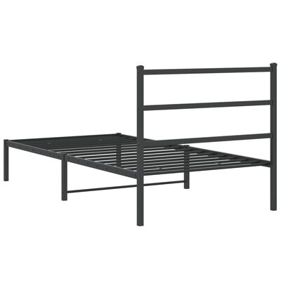 vidaXL Bettgestell mit Kopfteil Metall Schwarz 100x190 cm