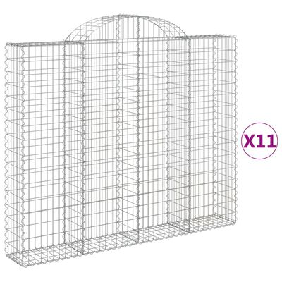 vidaXL Gabionen mit Hochbogen 11 Stk 200x30x160/180cm Verzinktes Eisen