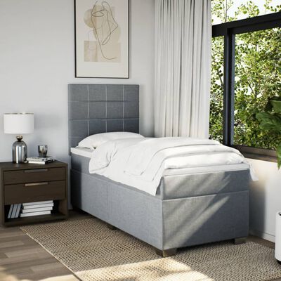 vidaXL Boxspringbett mit Matratze Hellgrau 80x200 cm Stoff