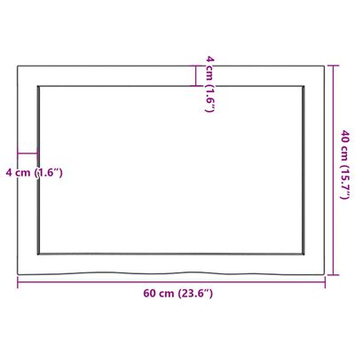 vidaXL Waschtischplatte Dunkelbraun 60x40x(2-4)cm Massivholz Behandelt