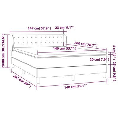 vidaXL Boxspringbett mit Matratze Schwarz 140x200 cm Kunstleder