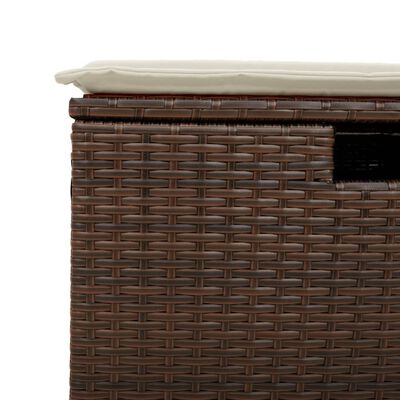 vidaXL Gartenhocker mit Kissen Braun 55x55x37 cm Poly Rattan