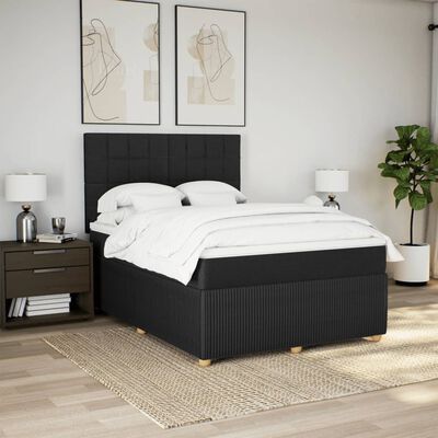 vidaXL Boxspringbett mit Matratze Schwarz 140x200 cm Stoff