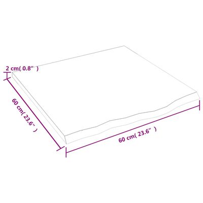 vidaXL Tischplatte 60x60x2 cm Massivholz Eiche Unbehandelt