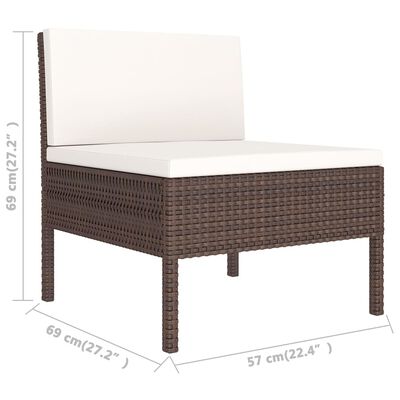 vidaXL 6-tlg. Garten-Lounge-Set mit Auflagen Poly Rattan Braun