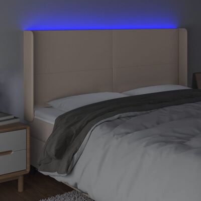 vidaXL LED Kopfteil Cappuccino-Braun 203x16x118/128cm Kunstleder