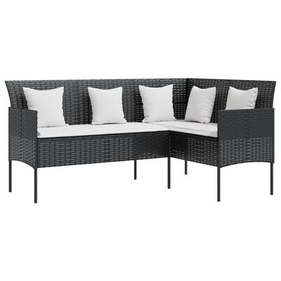 vidaXL Sofa in L-Form mit Kissen Poly Rattan Schwarz