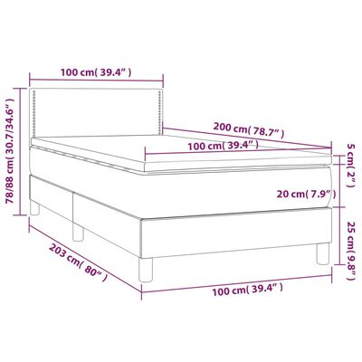 vidaXL Boxspringbett mit Matratze & LED Rosa 100x200 cm Samt