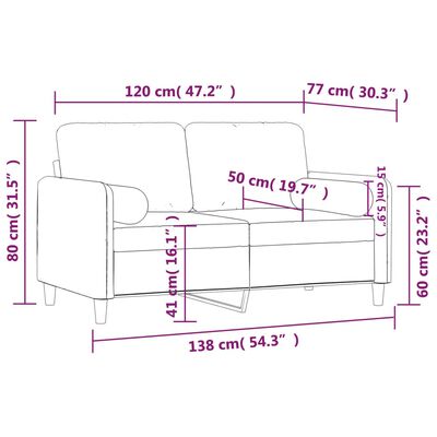 vidaXL 2-Sitzer-Sofa mit Zierkissen Dunkelgrau 120 cm Samt