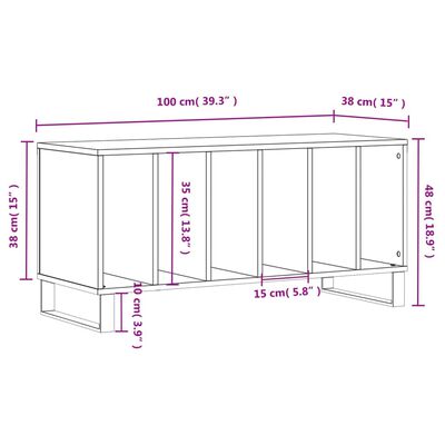 vidaXL Plattenschrank Braun Eichen-Optik 100x38x48 cm Holzwerkstoff