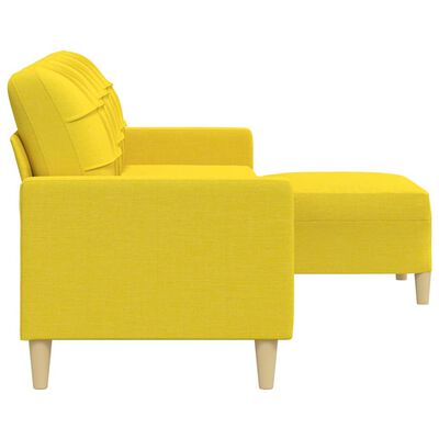 vidaXL 3-Sitzer-Sofa mit Hocker Hellgelb 210 cm Stoff