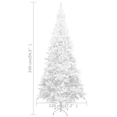 vidaXL Künstlicher Weihnachtsbaum mit Beleuchtung Kugeln L 240 cm Weiß