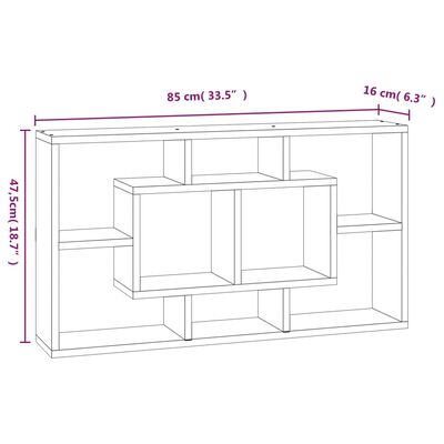 vidaXL Wandregal mit 8 Fächern Grau Sonoma