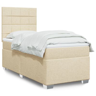 vidaXL Boxspringbett mit Matratze Creme 90x200 cm Stoff