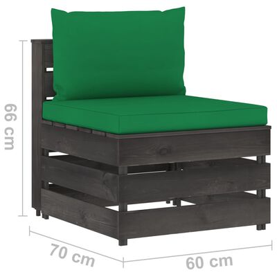 vidaXL 4-Sitzer Outdoor-Sofa mit Kissen Grau Imprägniertes Holz