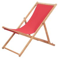 vidaXL Strandstuhl Klappbar Stoff und Massivholz Rot