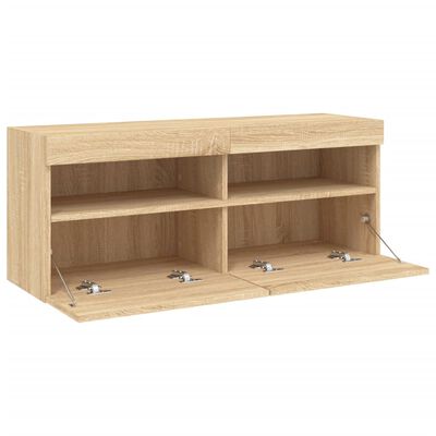 vidaXL TV-Wandschrank mit LED-Leuchten Sonoma-Eiche 100x30x40 cm