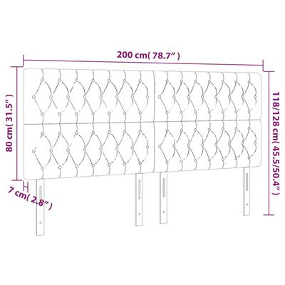 vidaXL LED Kopfteil Rosa 200x7x118/128 cm Samt