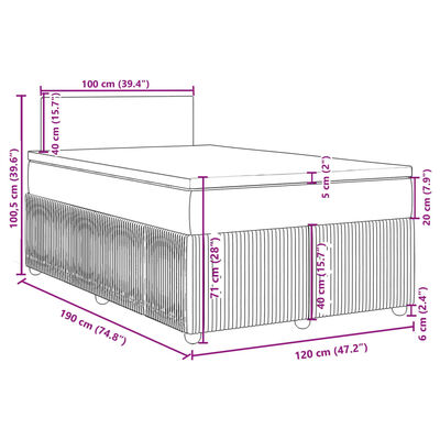 vidaXL Boxspringbett mit Matratze Hellgrau 120x190 cm Stoff