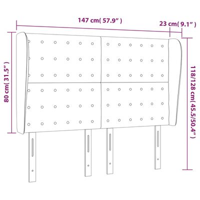 vidaXL Kopfteil mit Ohren Schwarz 147x23x118/128 cm Kunstleder