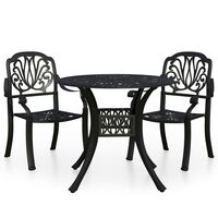 vidaXL 3-tlg. Bistro-Set Aluminiumguss Schwarz