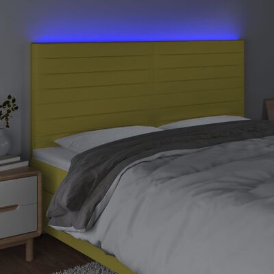 vidaXL LED Kopfteil Grün 160x5x118/128 cm Stoff