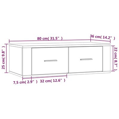 vidaXL TV-Wandschrank Betongrau 80x36x25 cm Holzwerkstoff